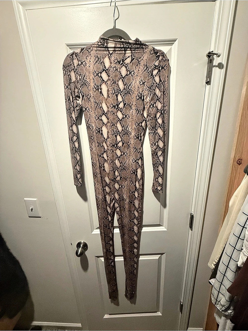 Naked Wardrobe Snakeskin Print Jumpsuit - Brown & Pink